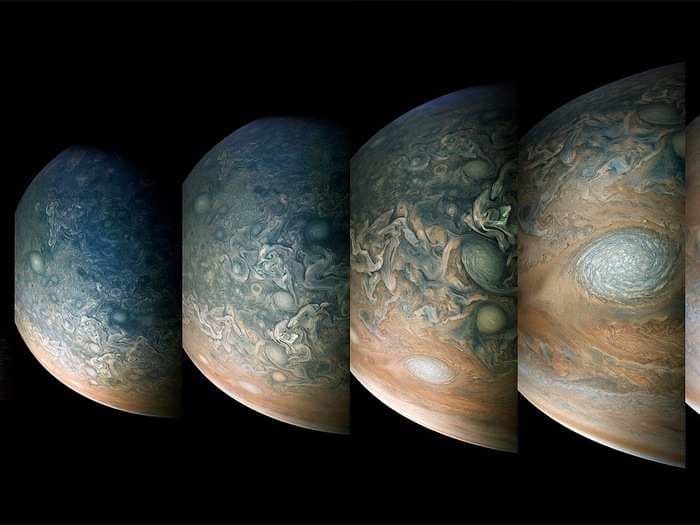 NASA's $1 billion Jupiter probe just sent back dazzling new photos of the giant planet and its Great Red Spot