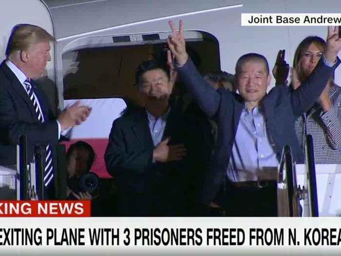 BACK HOME: Trump greets 3 Americans freed from North Korea