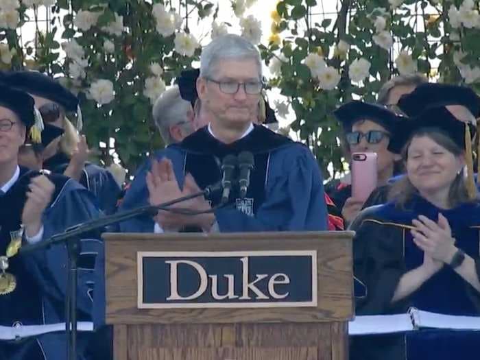 Apple CEO Tim Cook encourages Duke graduates to be 'fearless' like the women of #MeToo and the Parkland shooting survivors
