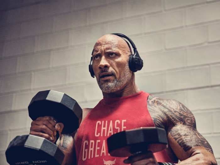 Dwayne Johnson teamed up with Under Armour and JBL to make wireless headphones that won't fall off when you work out - here's what they're like