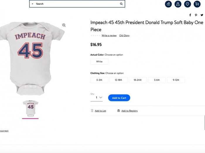 People are furious that Walmart's website is selling anti-Trump clothing that says 'Impeach 45'