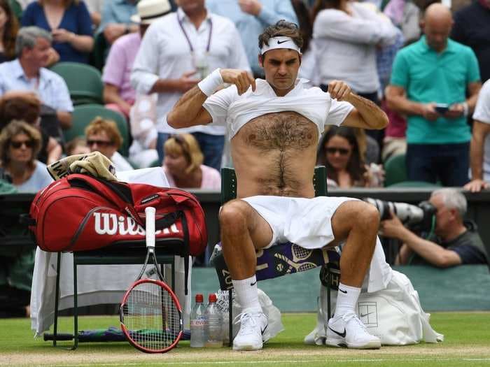 A Paralympic gold medallist says he came face-to-face with a naked Roger Federer in a locker room - and he accidentally saw his manhood