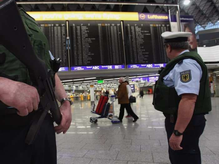 A terminal at Frankfurt airport has been evacuated after someone reportedly breached security