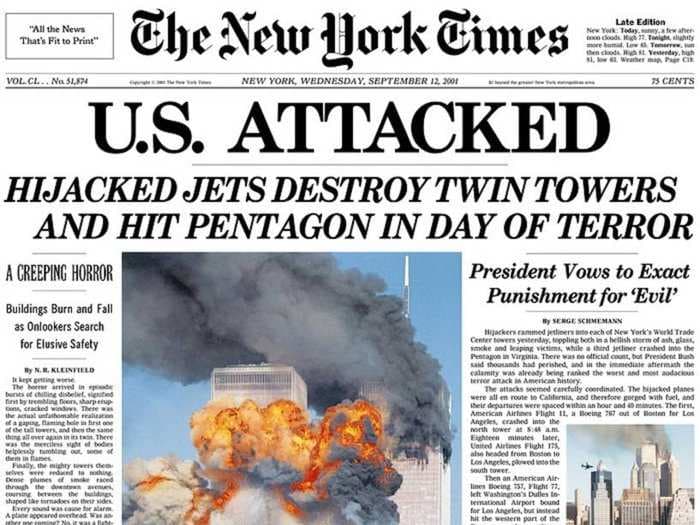 'AMERICA'S DARKEST DAY' See newspaper headlines from around the world 24 hours after 9/11