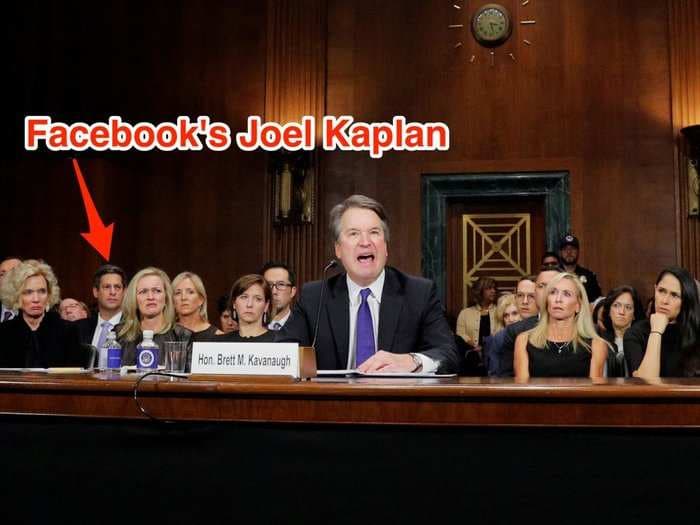 Facebook's policy chief was sat closely behind Brett Kavanaugh during his explosive Senate grilling