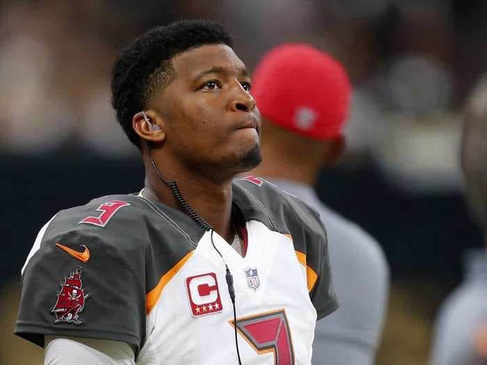 Jameis Winston took over for Ryan Fitzpatrick after just one half - then promptly threw an interception