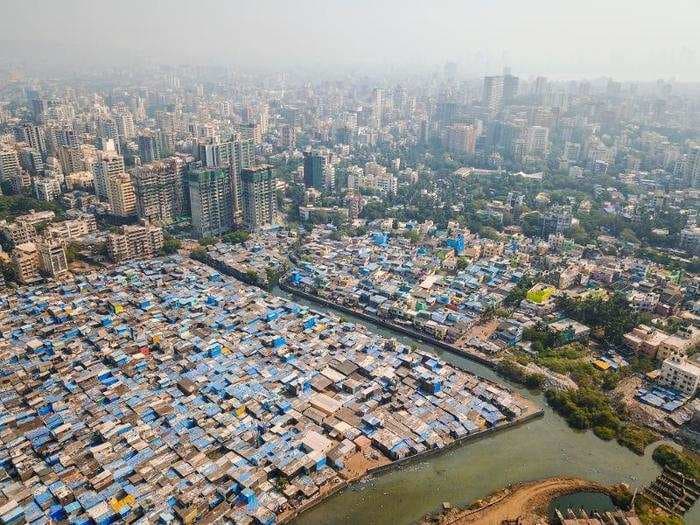 Drone photos of Mumbai reveal the places where extreme poverty meets extreme wealth