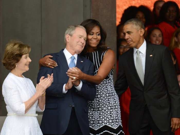 'I love him to death': Michelle Obama says George W. Bush is her 'partner in crime' at official functions