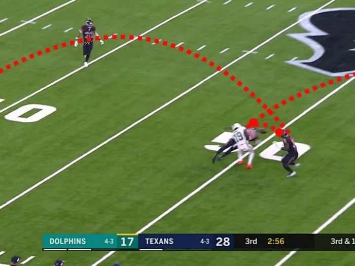 The Dolphins completed a pass that defies logic and is being compared to a video-game glitch