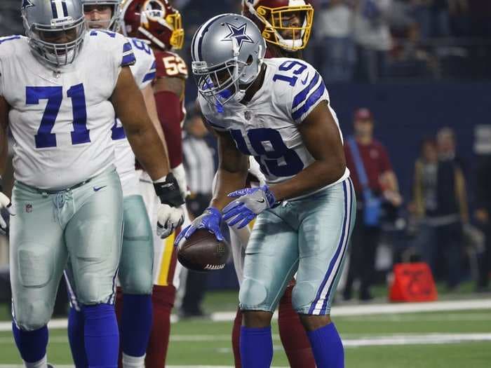 Cowboys' Amari Cooper celebrates touchdown by imitating Markelle Fultz's infamous free-throw form