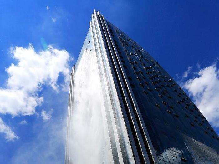 One of the world's largest artificial waterfalls is a 350-foot manmade structure on the side of a Chinese skyscraper. Take a look.