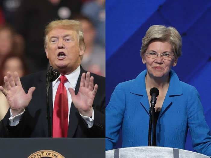 Trump goes on Sunday night Twitter rant mocking Elizabeth Warren, saying her campaign announcement 'would have been a smash' if her husband had dressed in 'Indian garb'