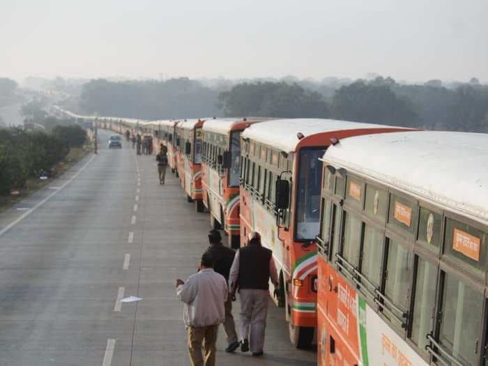 In Pics: This Indian state is trying to set a world record by parading a line-up of 500 buses