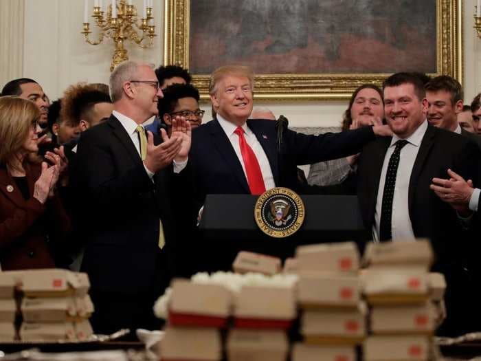 Trump serves another college football team fast food feast to celebrate championship
