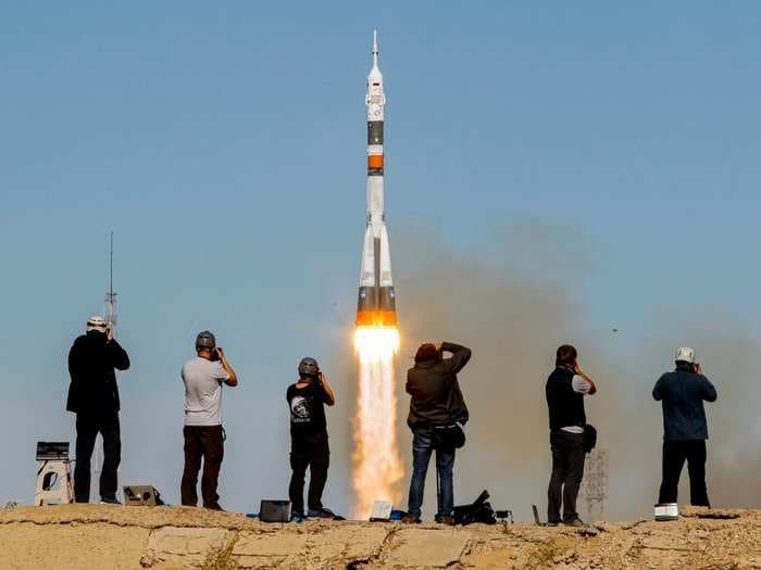 After a narrow escape from a doomed rocket, an astronaut and cosmonaut are trying again to launch into space today