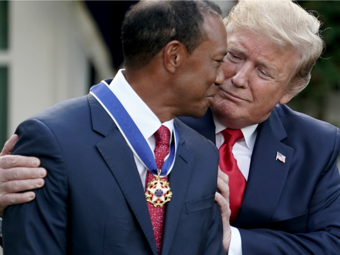 Donald Trump says Tiger Woods is a 'great guy' who embodies the 'American spirit of pushing boundaries'