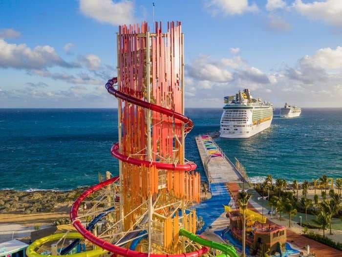 Royal Caribbean just opened a $250 million private island for its cruise passengers that has a 135-foot-tall waterslide - here's what it looks like