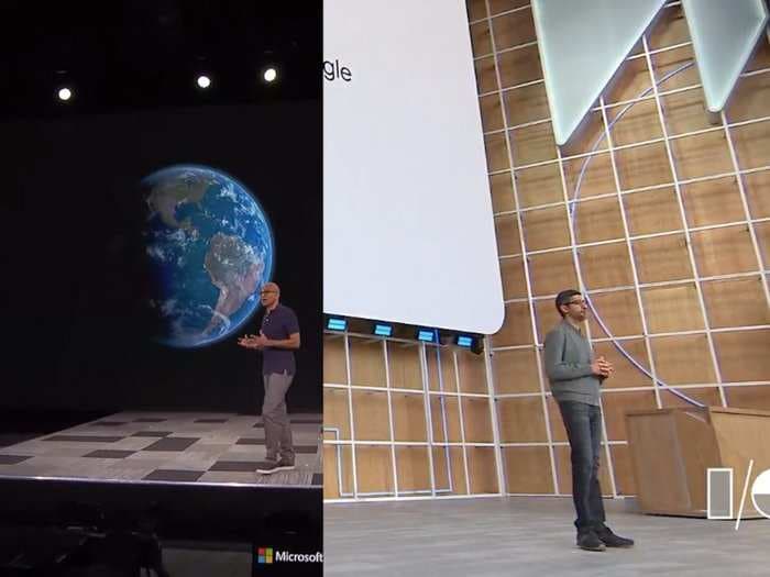 These photos of Google's and Microsoft's CEOs show how far they've taken their rivalry