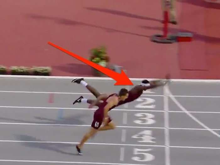 Texas A&M runner goes full Superman as he dives across the finish line to win SEC 400-meter hurdle title