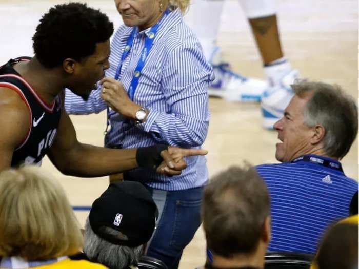 The Warriors fan who shoved a Raptors player during the NBA Finals is venture capitalist Mark Stevens