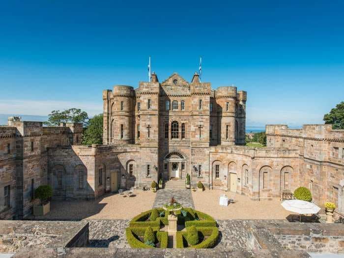 An 18th-century castle linked to the beheaded Mary, Queen of Scots has its own tavern and a cinema - and it's on the market for $9.7 million. Here's what the renovated property looks like.