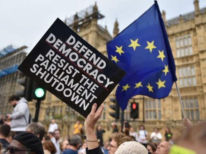 Over a million people sign petition against Boris Johnson's Brexit plan to suspend parliament as protests break out across the UK