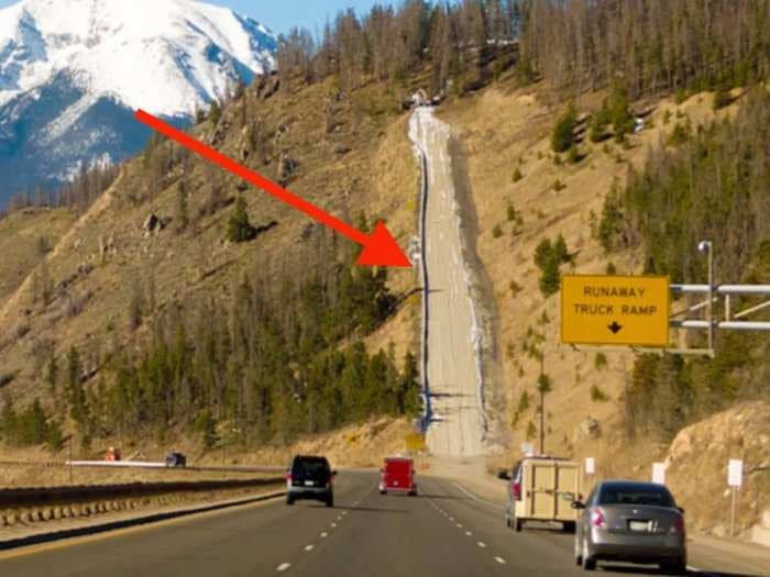 How truck escape ramps are used on steep roads to stop runaway vehicles