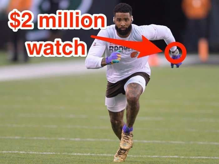 Odell Beckham Jr. wore a $2 million watch for 'Monday Night Football,' then got taken off the field for his gold-tinted visor