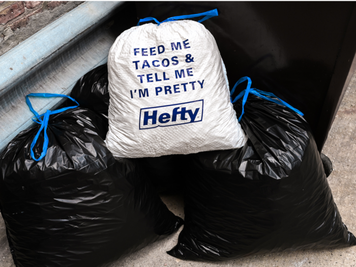 Hefty launches 'talking trash bags' for millennials, with phrases like 'I'm so trashy' and 'Feed me tacos & tell me I'm pretty'