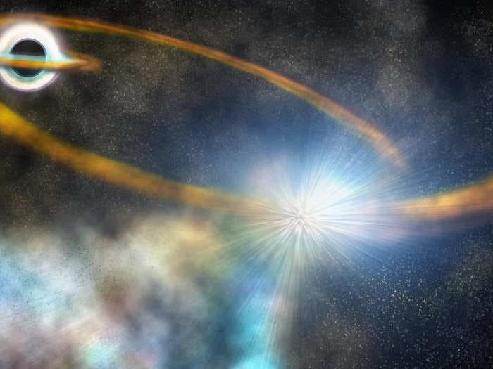 Supermassive black hole is tearing apart a star which got too close