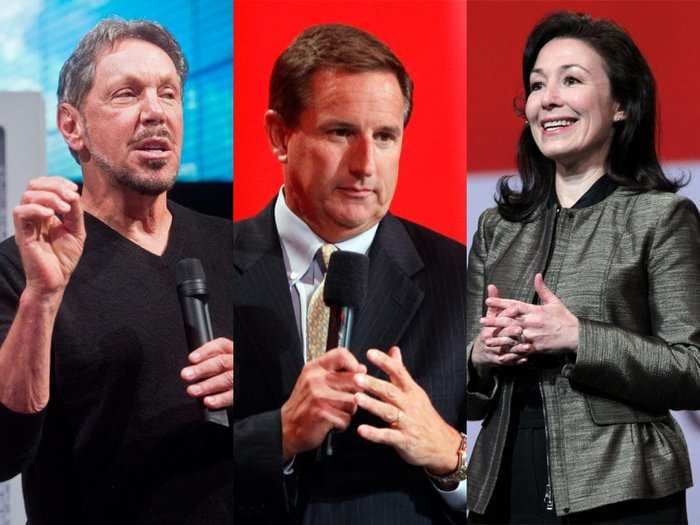 Oracle's Larry Ellison, Safra Catz and Mark Hurd all took a 98% pay cut this year