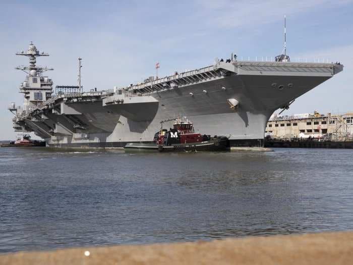 Navy secretary says it was a 'gut blow' when shipbuilder HII finally revealed the seriousness of the problems with the USS Gerald R. Ford's weapons elevators