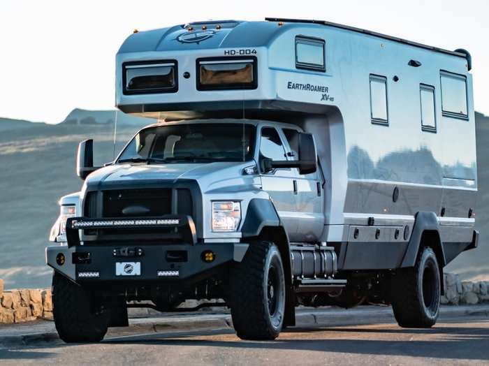 This $1.7 million camper van built on a Ford F-750 can sleep 6 people and go off-road in any season - see inside