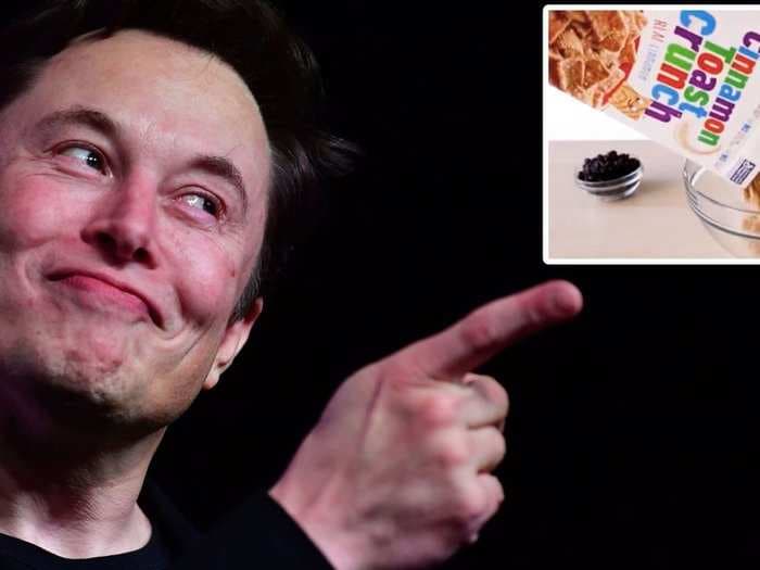 Elon Musk tweeted that he loves eating the sugary, meme-friendly Cinnamon Toast Crunch cereal as a midnight snack