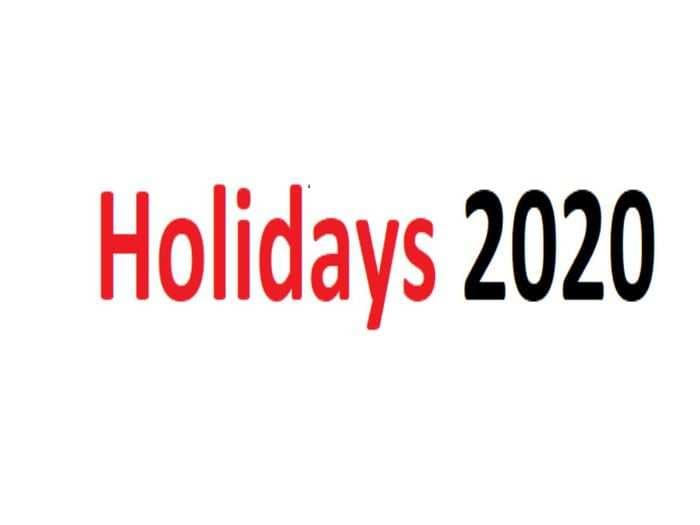 list of Holiday Calendar 2020 For India