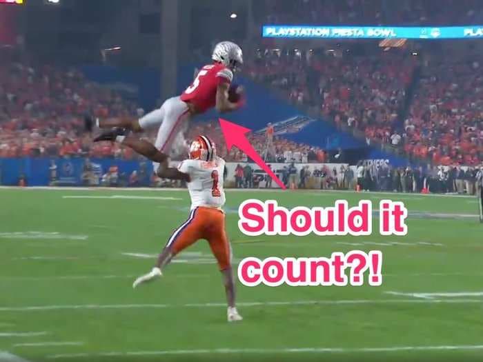 Ohio State receiver soared over a Clemson defender for one of the wildest catches of the season, but nobody knew if it should count