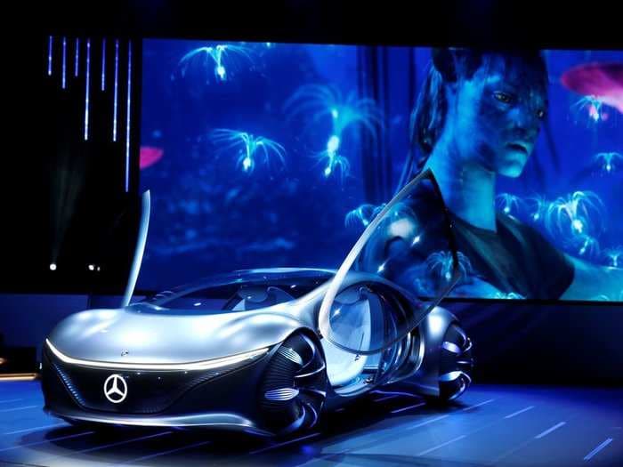 Mercedes-Benz unveiled a bizarre car inspired by 'Avatar' at CES which can drive sideways, has no steering wheel, and features scales