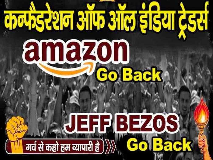 Thousands of angry Indians are planning to disrupt a visit from Jeff Bezos by staging mass protests over Amazon's disruption of retail