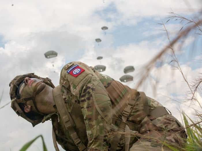 Jump alongside the 82nd Airborne with a paratrooper's wild skydive video from Colombia