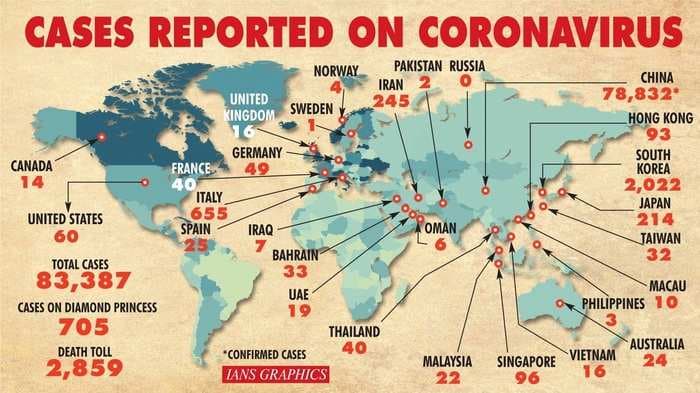 Coronavirus: Here is the list of countries affected by COVID-19