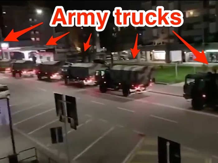 Video shows Italian army trucks transporting coffins from its worst-hit town to remote cremation sites because morgues can't cope with more coronavirus deaths