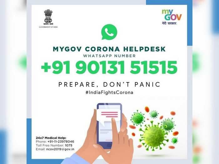 Indian Govt launches MyGov Coronavirus helpdesk on WhatsApp to educate citizens