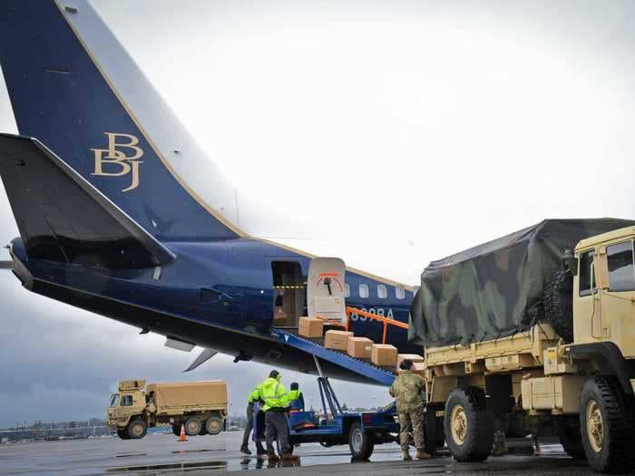 Boeing just flew its first COVID-19 airlift mission with a huge private jet instead of the massive oversized cargo plane Trump touted