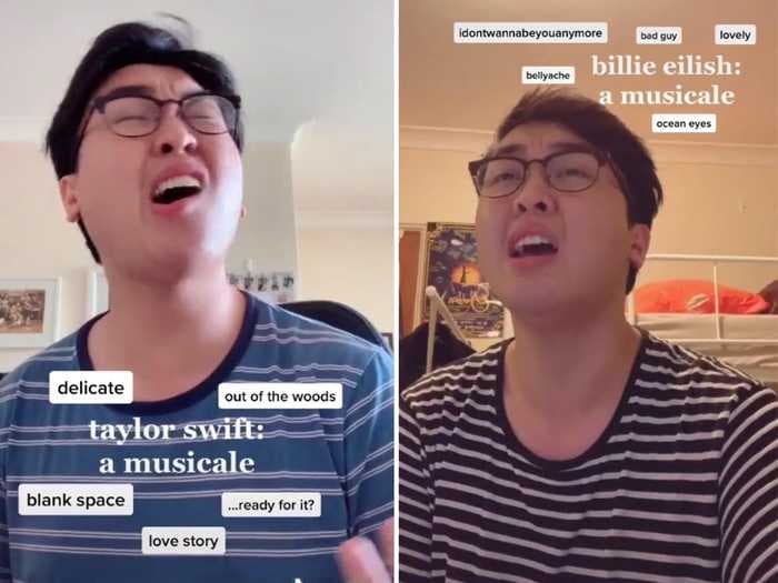 A college student is transforming pop songs by singers like Billie Eilish and Taylor Swift into musicals on TikTok