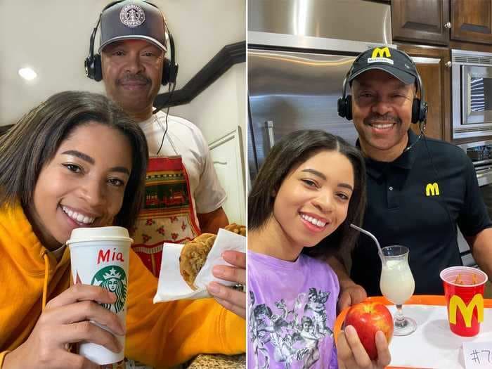 A dad made his daughter her own McDonald's, Starbucks, and movie theater to keep her entertained while they're stuck at home