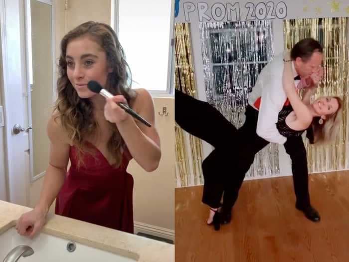High schoolers are posting TikToks from at-home prom celebrations meant to fill the void left by canceled dances across the country