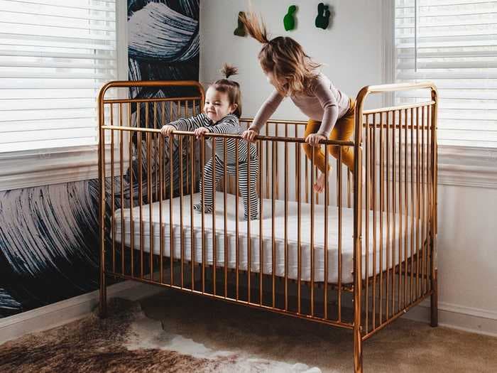 This convertible crib exceeds national safety standards and looks good — it's the perfect piece if you want something that you can convert to a toddler or day bed