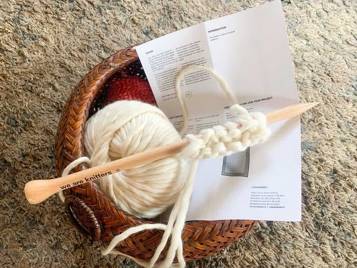I used this knitting kit to get myself back into the hobby now that I have more time on my hands — it comes with everything a beginner needs to get started
