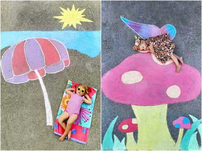 A mom creates magical wonderlands with chalk so her daughter can go on adventures during the lockdown