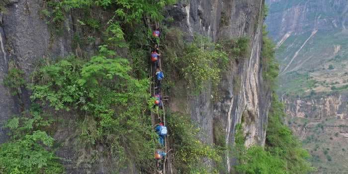 The Chinese government resettled villagers who lived up a 2,624-foot cliff into town apartments